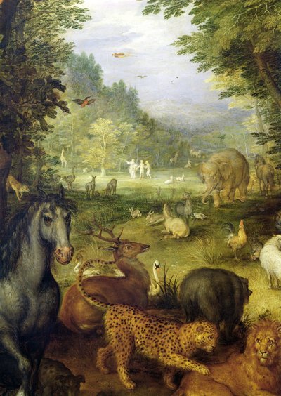 Aarde, of Het Aardse Paradijs, detail van dieren door Jan the Elder Brueghel